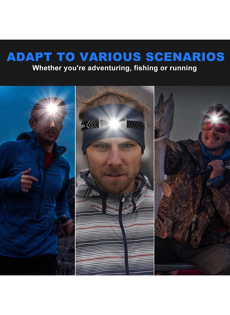 Super Bright Rechargeable Headlamp with 5 Light Modes  Motion Sensor, Comfortable Adjustable Headlight for Adults, Head Lamp Ideal for Outdoor Camping, Running  Walking - Image 4