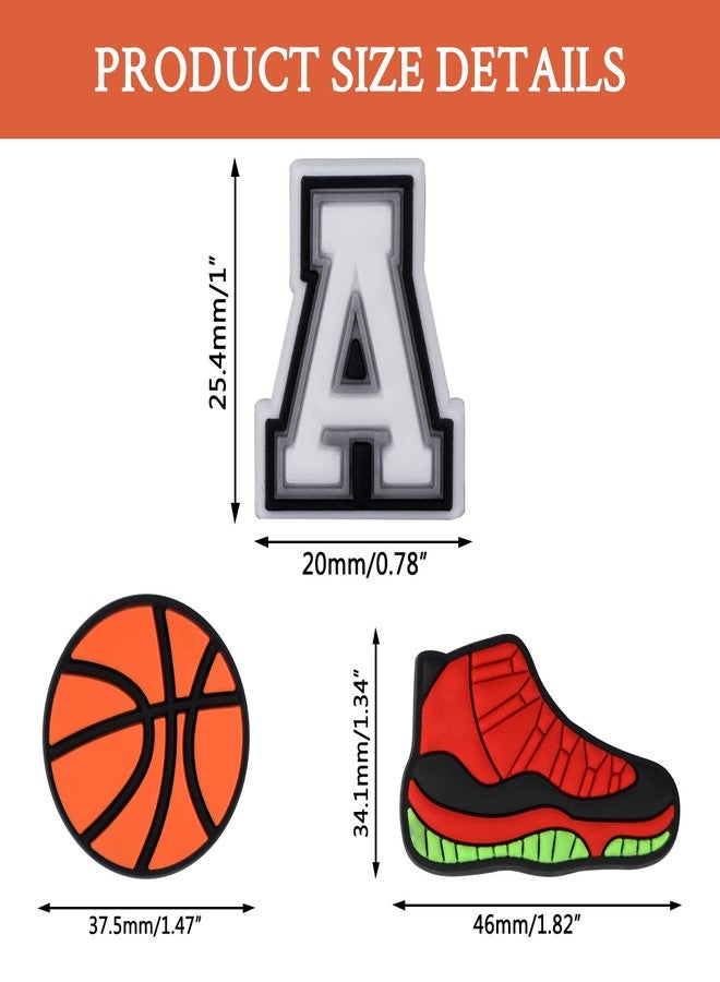 CUNUEN Sports Letters Numbers Charms for Croc Shoe Decoration, Basketball Baseball Hockey Lacrosse Softball Soccer Football Volleyball Sneakers Charm Gift for Boys Girls Kids Teens and Adults - Image 2