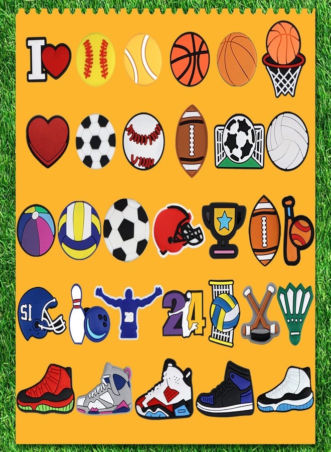 CUNUEN Sports Letters Numbers Charms for Croc Shoe Decoration, Basketball Baseball Hockey Lacrosse Softball Soccer Football Volleyball Sneakers Charm Gift for Boys Girls Kids Teens and Adults - Image 4