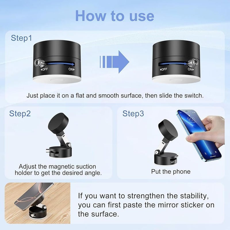 keeshar MountPro K5 Magnetic Car Mobile Holder with Suction Cup Base | 360° Adjustable Arm Mount Sta - Image 2