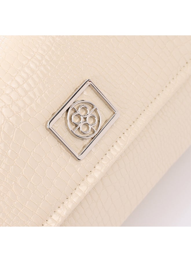 DejaVu - Magnetic Button Closure Asymmetric Cream Shoulder Bag - Image 1