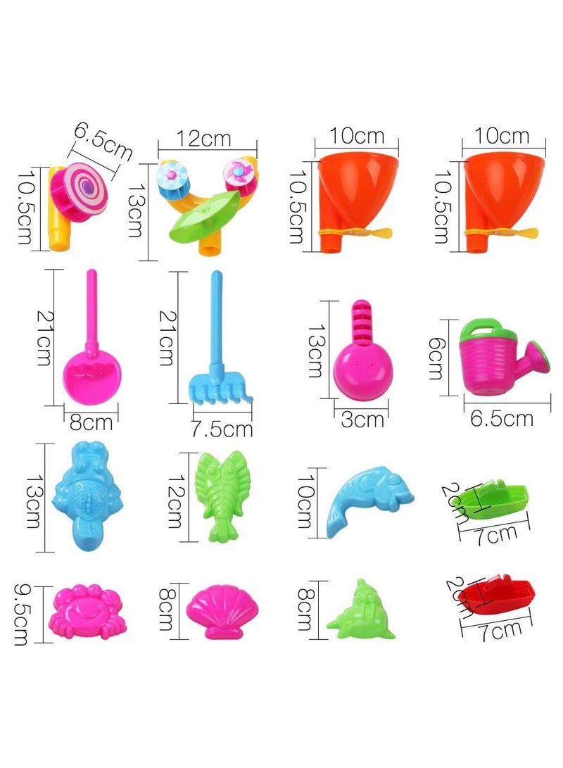 Soofam Water Table, 23pcs Sandpit Toys Kids Pretend Play Set Toddler Sand Tables Baby Activity Beach Toy Outdoor Plays Equipment, with Sands Moulds Bucket Spade Multi-Coloured - Image 5