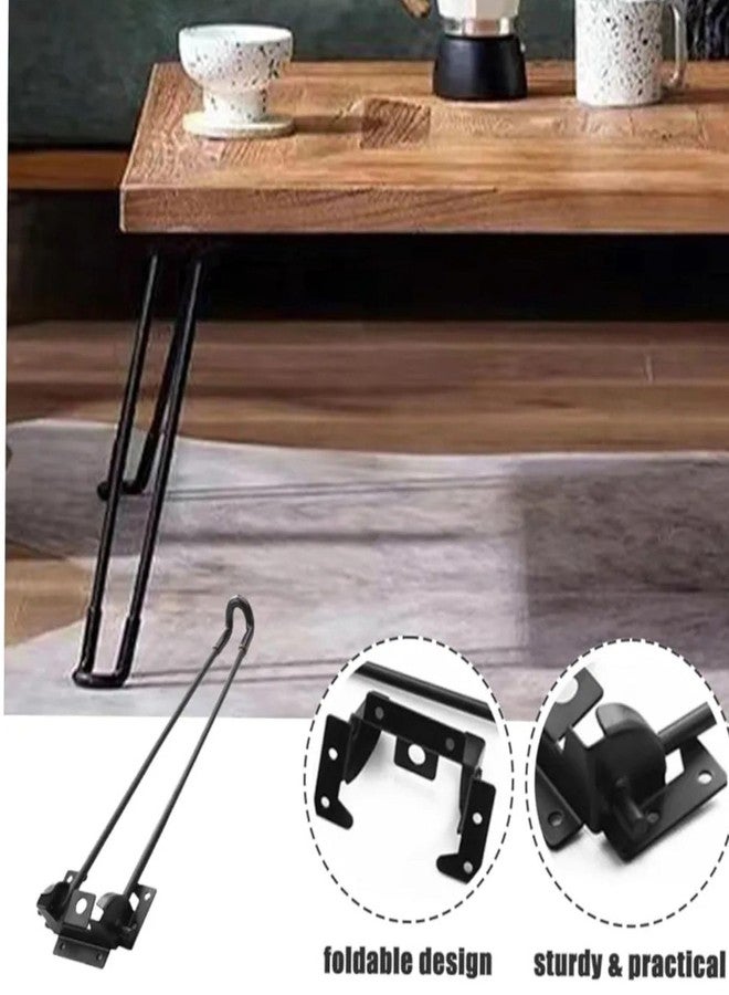 SNOOGG 18 Inch Folding Table Legs, Heavy Duty Metal Hairpin Legs for Coffee Table, Bench, Side Table, Laptop Desk with Screws, Set of 3 - Image 3