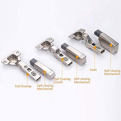 SENRISE Half Overlay Soft Closing Clip On Damper, Face Frame Mounting Cabinet Hinges Buffer, Nickel Plated Steel, Silver, Pack of 1 - Image 2