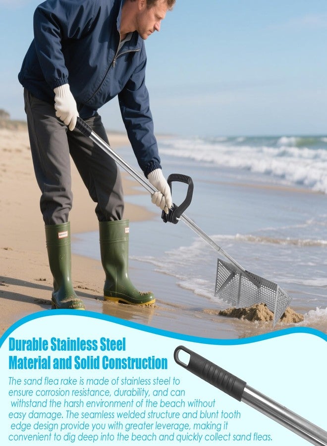 AshKiz Sand Flea Rake, Detachable Sand Flea Rake, The Shark Tooth Screen Comes with A 16-Inch-Wide Drain Screen with A 51-Inch Handle(Water Bucket not Included) - Image 5