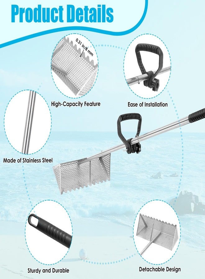 AshKiz Sand Flea Rake, Detachable Sand Flea Rake, The Shark Tooth Screen Comes with A 16-Inch-Wide Drain Screen with A 51-Inch Handle(Water Bucket not Included) - Image 4