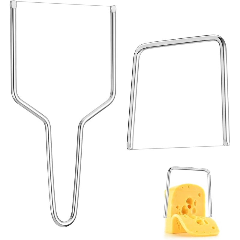 FdcZeyxior 2 PCS Cheese Slicer with Wire Cheese Cutter Stainless Steel Cheese Slicer Wire Cheese Slicer Kit for Kitchen Block Cheese and Butter Slicer Tool (Y Type & U Type) - Image 1