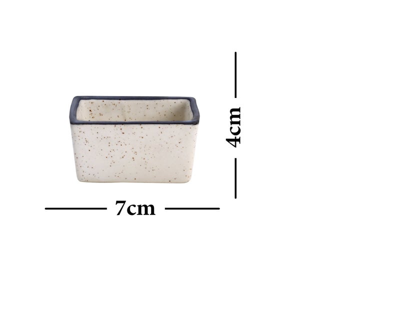 Caffeine Caffeine Ceramic Handmade Cream & Black Patti Dip And Sauce (Set Of 12) - Image 3