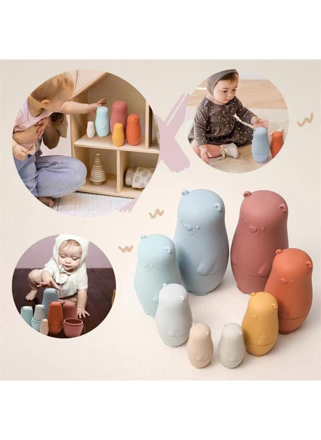 null - Pack of 4 Russian Matryoshka Bear Figures in Different Sizes - Multicolor - Image 1