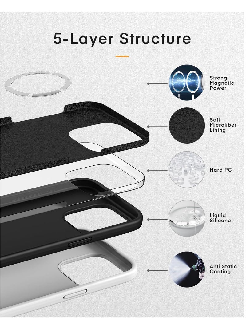 ESCASE Magnetic Silicone Case for iPhone 15 Plus 6.7-Inch, Compatible with MagSafe,Silky-Soft Touch Full-Body Protective Phone Case, Shockproof Cover with Microfiber Lining Black - Image 4