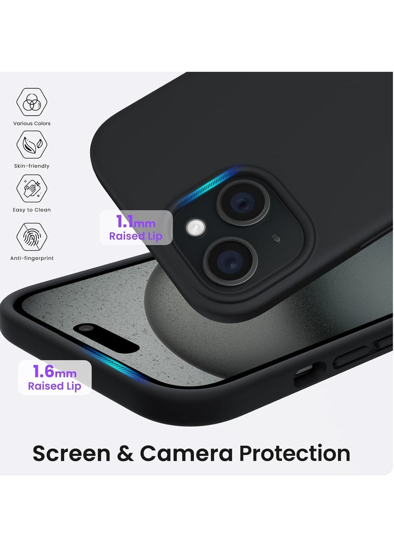 ESCASE Magnetic Silicone Case for iPhone 15 Plus 6.7-Inch, Compatible with MagSafe,Silky-Soft Touch Full-Body Protective Phone Case, Shockproof Cover with Microfiber Lining Black - Image 5