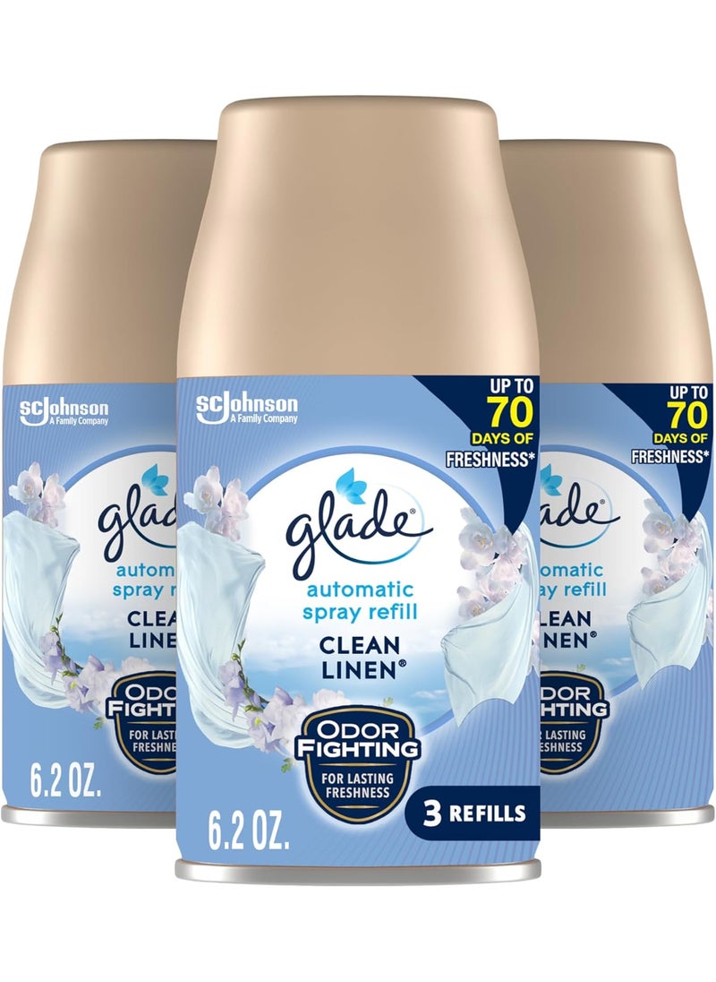 Glade Glade Automatic Spray Air Freshener Refill Scented Air Freshener for Home and Bathroom Clean Linen 62 Oz 3 Count  - Image 1