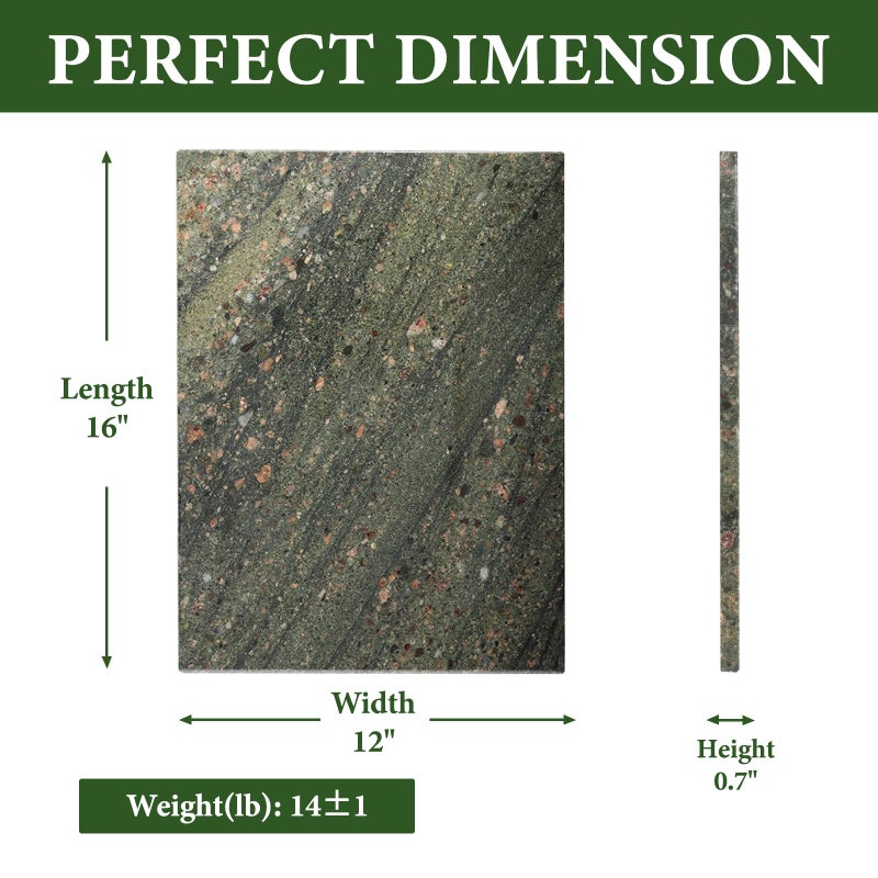 Koville Granite Cutting Board for Kitchen, 16x12 Inches Large Marble Slab Cheese Board, Rectangular Serving Board for Baking Charcuterie Pastry, Natural Stone Board for Countertop (Green) - Image 2