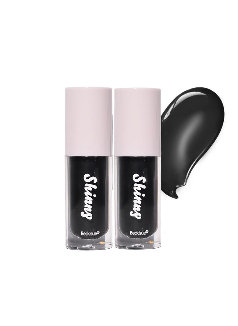 Pakivs 2Pcs Translucent Black Lip Oil SetBlack Glossy LipglossBlack Plumping Lip TintHydrating Mirror Highshine Lip GlossLong Lasting Moisturizing NonSticky Lipgloss Black 