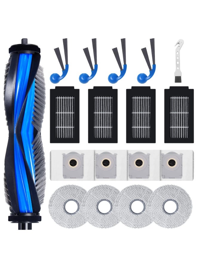KISSUN 18 pieces of accessories for Ecovacs Deebot T30C Omni Suction robot spare parts, 1 roller brush, 4 HEPA filters, 4 wipes, 4 dust bags, 4 side brushes, 1 cleaning brush - Image 1
