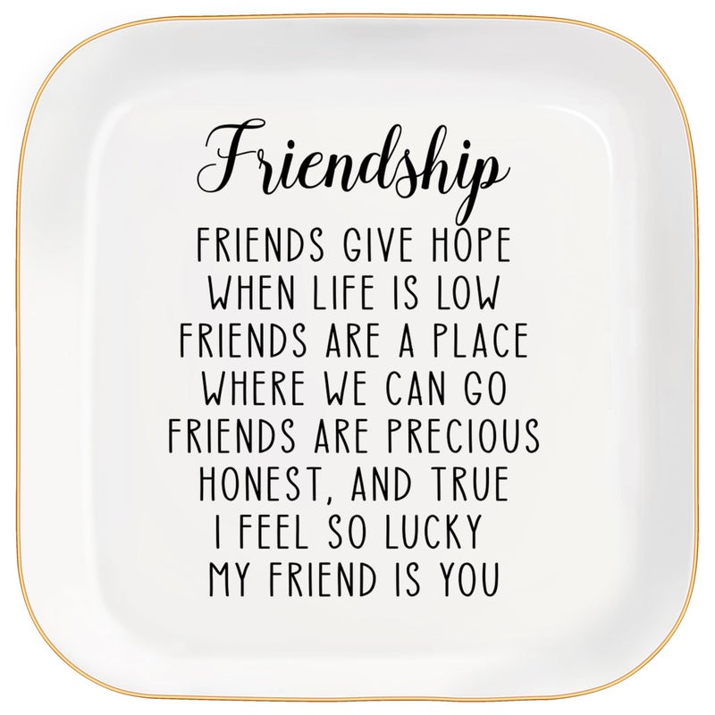 MQPPKJ Friend Gifts Trinket Dish for Women, Unique Friendship Gifts, Good Friends are Like Stars Ceramic Ring Dish Jewelry Tray for Birthday Christmas Gift for Mom, Sister, Best Friends (Friendship) - Image 1