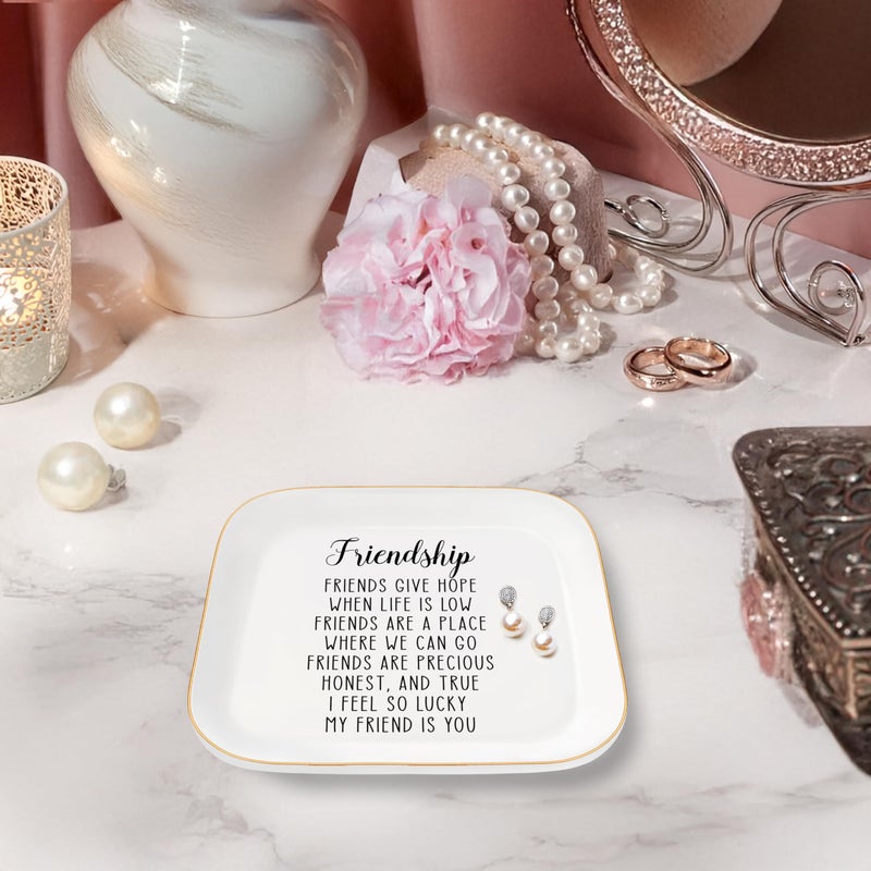 MQPPKJ Friend Gifts Trinket Dish for Women, Unique Friendship Gifts, Good Friends are Like Stars Ceramic Ring Dish Jewelry Tray for Birthday Christmas Gift for Mom, Sister, Best Friends (Friendship) - Image 4