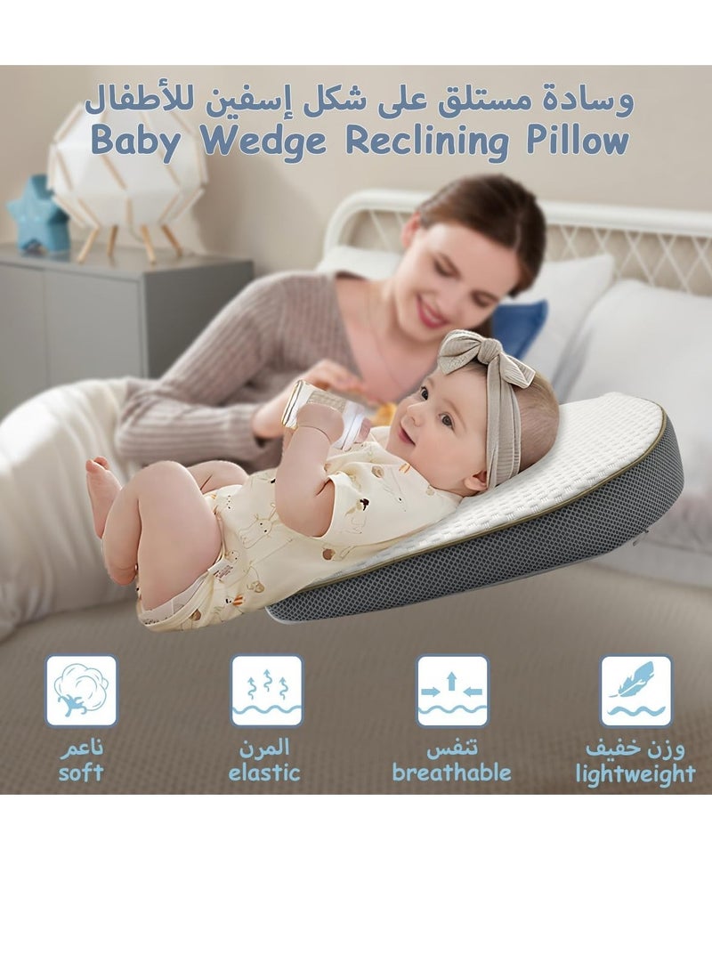 GUDOO Baby Wedge Pillow Anti-Spit Milk Feeding Pillow for Sleeping Nursery Infant Square Crib 15 Inclination Mattress With Removable Cover Memory Foam Cotton Wedge Cushion for Newborn - Image 2