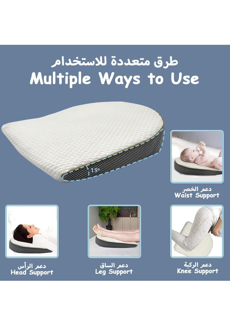GUDOO Baby Wedge Pillow Anti-Spit Milk Feeding Pillow for Sleeping Nursery Infant Square Crib 15 Inclination Mattress With Removable Cover Memory Foam Cotton Wedge Cushion for Newborn - Image 3