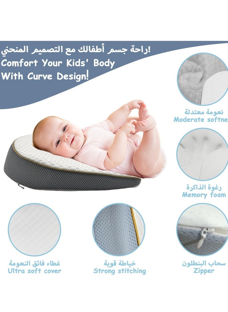 GUDOO Baby Wedge Pillow Anti-Spit Milk Feeding Pillow for Sleeping Nursery Infant Square Crib 15 Inclination Mattress With Removable Cover Memory Foam Cotton Wedge Cushion for Newborn - Image 4