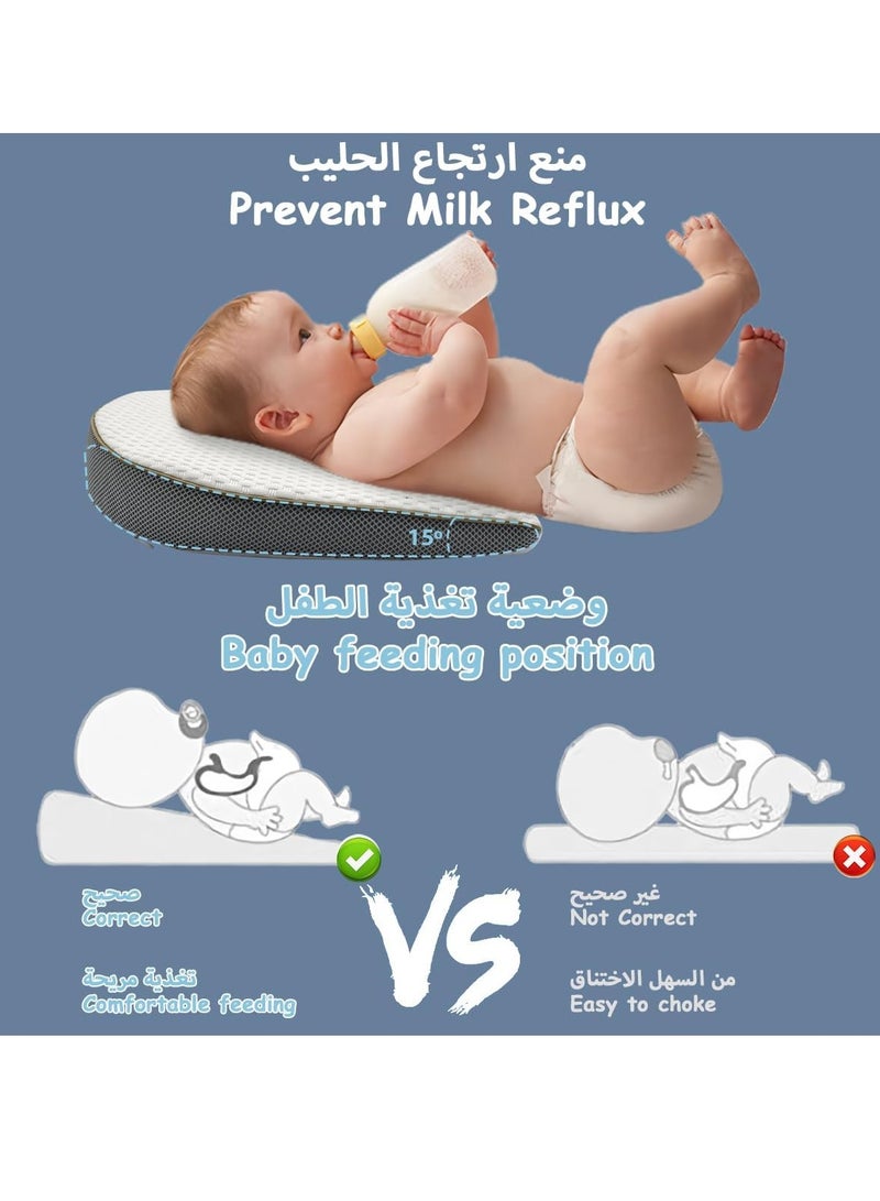 GUDOO Baby Wedge Pillow Anti-Spit Milk Feeding Pillow for Sleeping Nursery Infant Square Crib 15 Inclination Mattress With Removable Cover Memory Foam Cotton Wedge Cushion for Newborn - Image 5