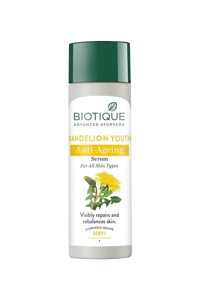 Biotique Dandelion Youth Anti-Ageing Serum| Ayurvedic and Organically Pure| Anti-Ageing Serum for Men & Women| Reduces Fine Lines & Wrinkles |100% Botanical Extracts| All Skin Types | 190ml - Image 1