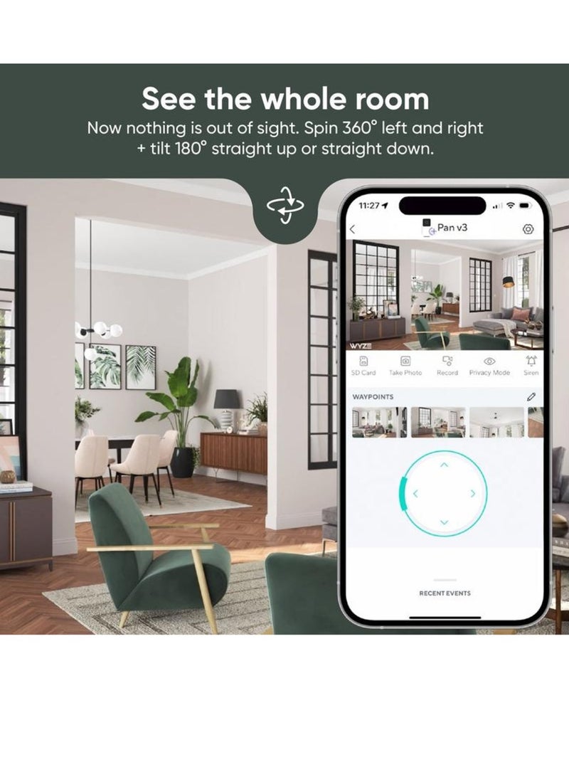 Generic Cam Pan v3 Indoor/Outdoor IP65 1080P 360° Pan/Tilt/Zoom Wi-Fi Smart Home Security Camera with Motion Tracking for Baby & Pet, Color Night Vision, Works with Alexa & Google Assistant  - Image 2
