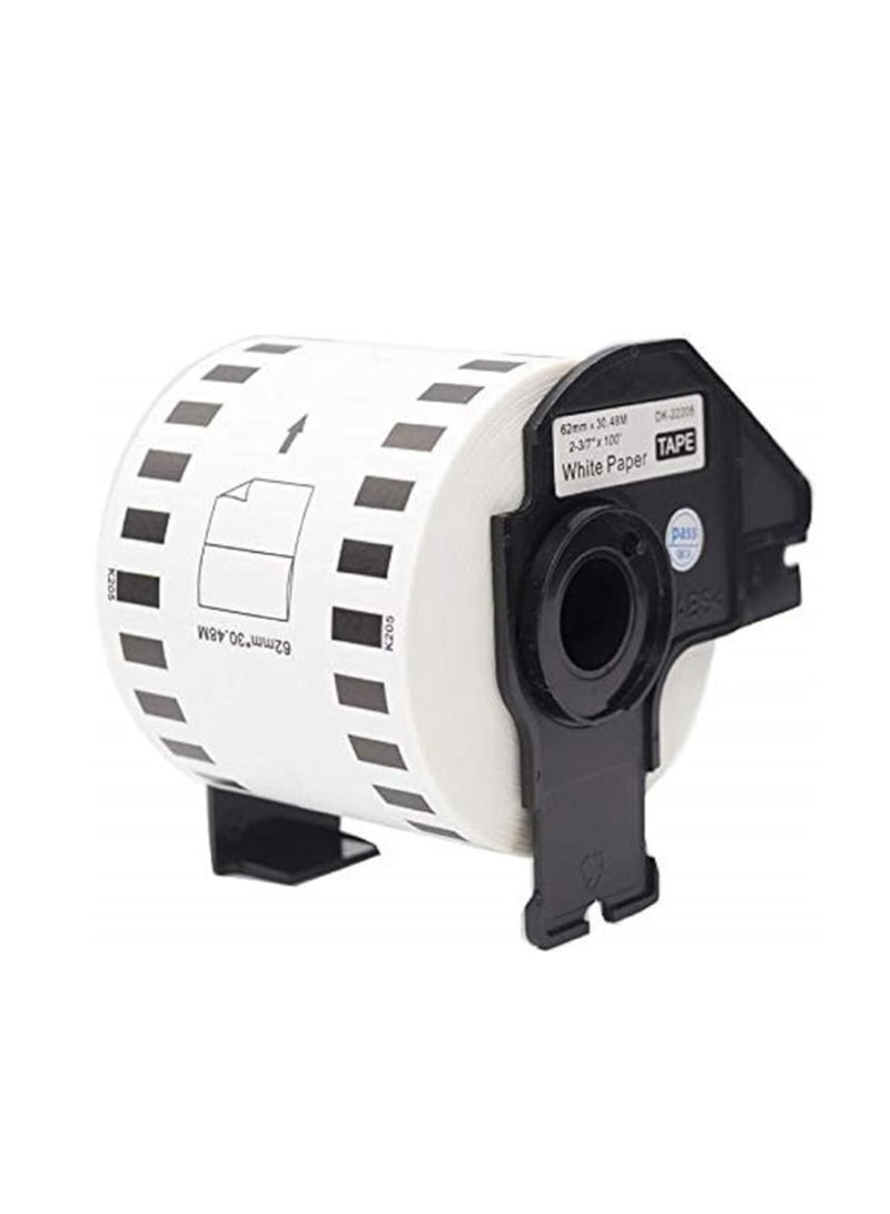 Compatible DK-22205 Paper Tape Roll - White 62mm x 30m - Image 1