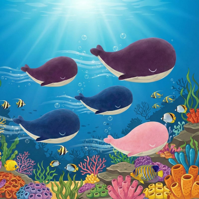 MUPI Whale Stuffed Animals Plush Pillow 4 Size Cute Soft Cotton Plushies Pillows Kawaii Blue Whale Toy Gifts for Kids Boys Girls Adults (Blue, 10 Inch) - Image 5