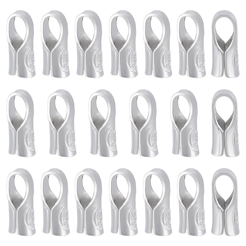 BENECREAT 20Pcs 925 Sterling Silver End Cap Crimps, 1.5mm Crimp Ends Beading Cord Protector Cord End Findings for Necklaces Bracelets Jewelry Craft Making, Hole: 3x1mm - Image 1