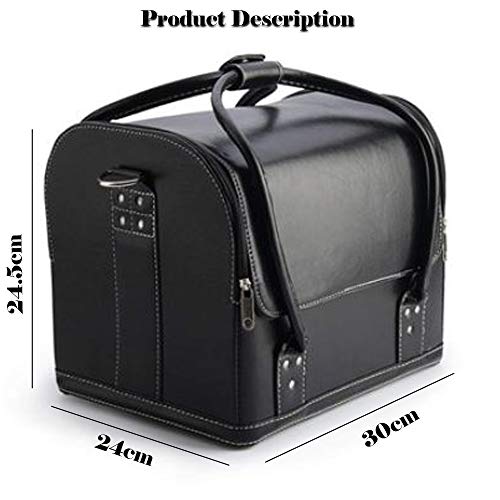 Kriva Large Capacity Cosmetic PU Leather Women's Makeup Travel Bag with 5 Separate Section for Storage (30CM, Black) - Image 2