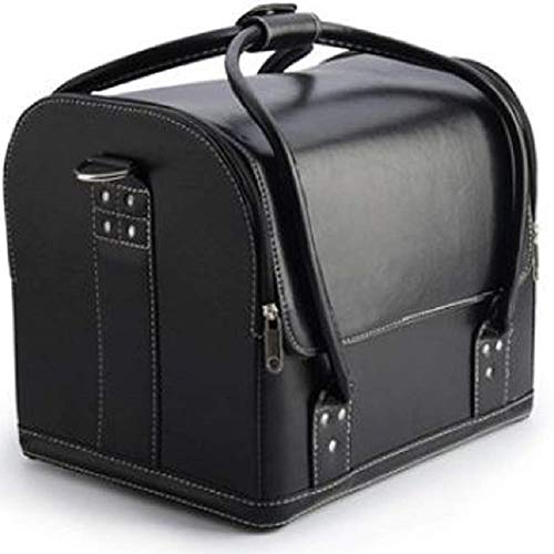 Kriva Large Capacity Cosmetic PU Leather Women's Makeup Travel Bag with 5 Separate Section for Storage (30CM, Black) - Image 1