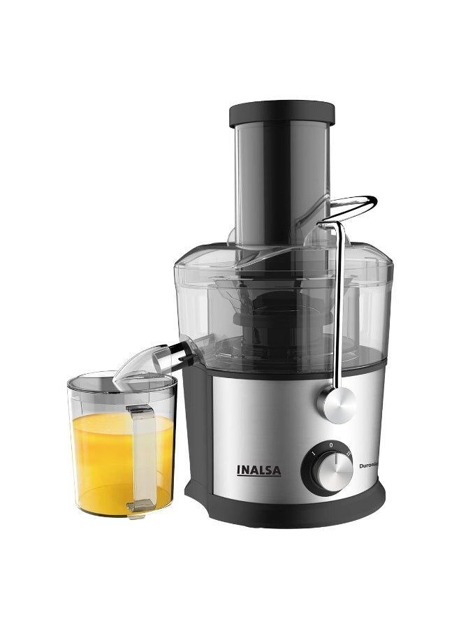 INALSA Stainless Steel Electric Juicer Machine 900 Watt Juicer with 3 Inch Big Mouth|Cold Extraction System|304SS Juicer Mesh|Extra Large Feeding Tube|Anti Drip Nozzle|1L Pulp Collector (Duronic 900)