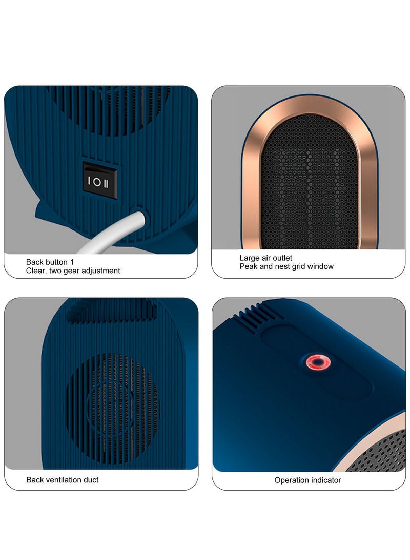 1200W Electric Fan Heater, Desktop Warm Air Blower Home Appliances (Blue)  - Image 4