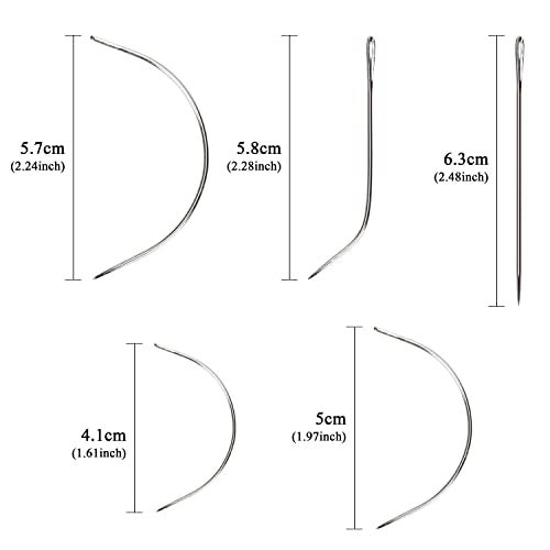 Lusecarl Needle and Thread for Hair Extensions 3 Rolls Hair Weave Sewing Threads with 10 Pcs C J I Shape Curved Upholstery Needles for Hand Sewing, Hair Extensions, Making Wigs DIY (10+3, 3Color) - Image 2