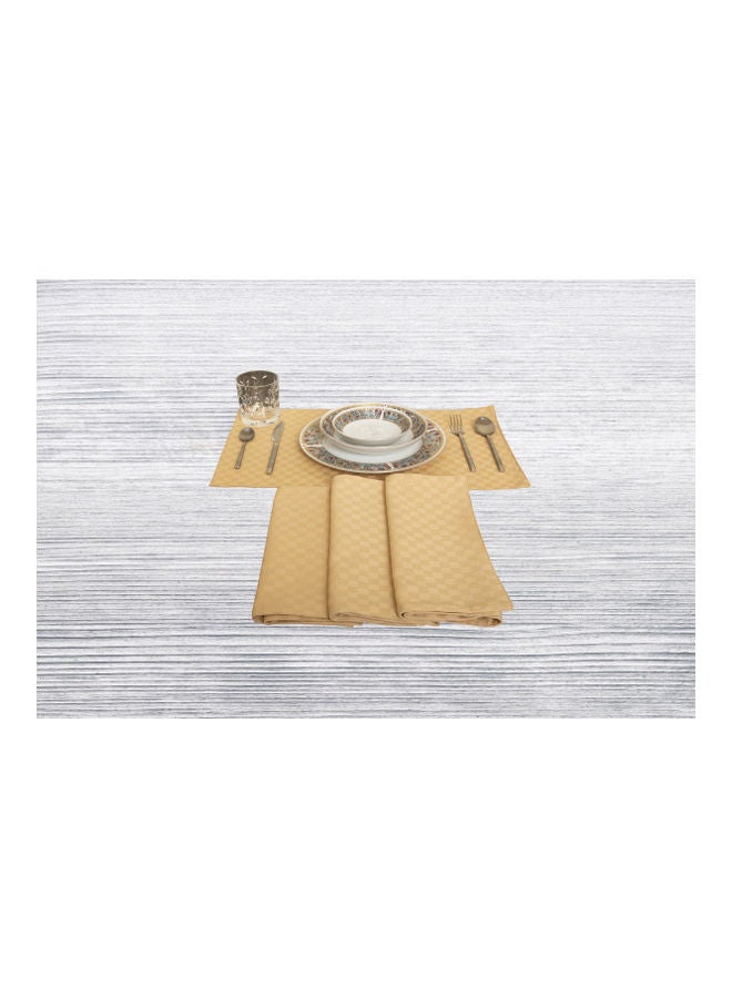 Princess 4-Piece 100% Cotton Dobby Jacquard Table Cloth Placemats Set Beige 30x50cm - Image 2