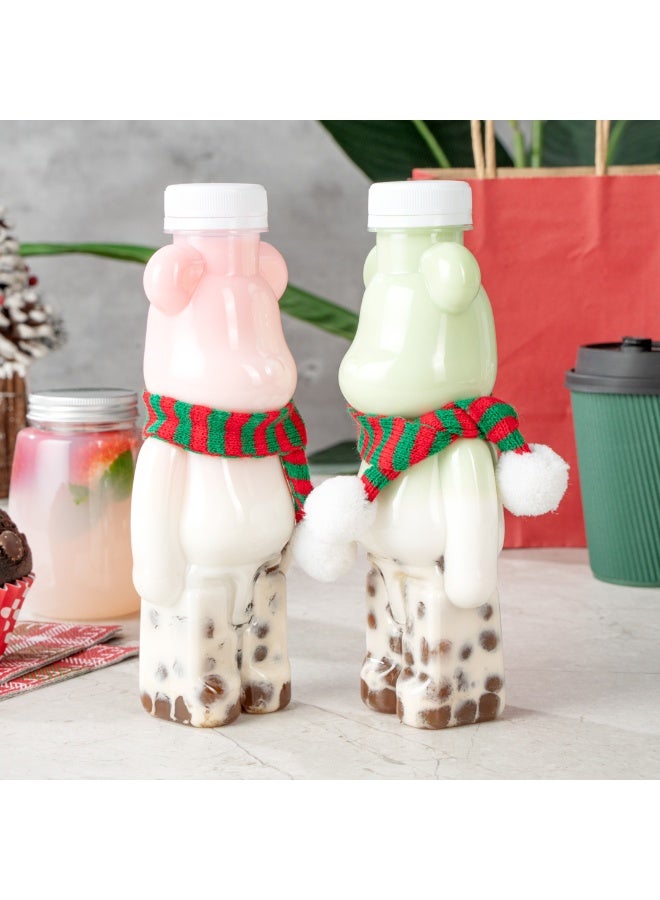 Restaurantware Bottle Tek 12 Ounce Juice Bottles, 100 Bear-Shaped Empty Plastic Bottles - Disposable, With Caps, Clear Plastic Juice Containers For Juicing, For Tea, Smoothies, Or Cocktails  - Image 3