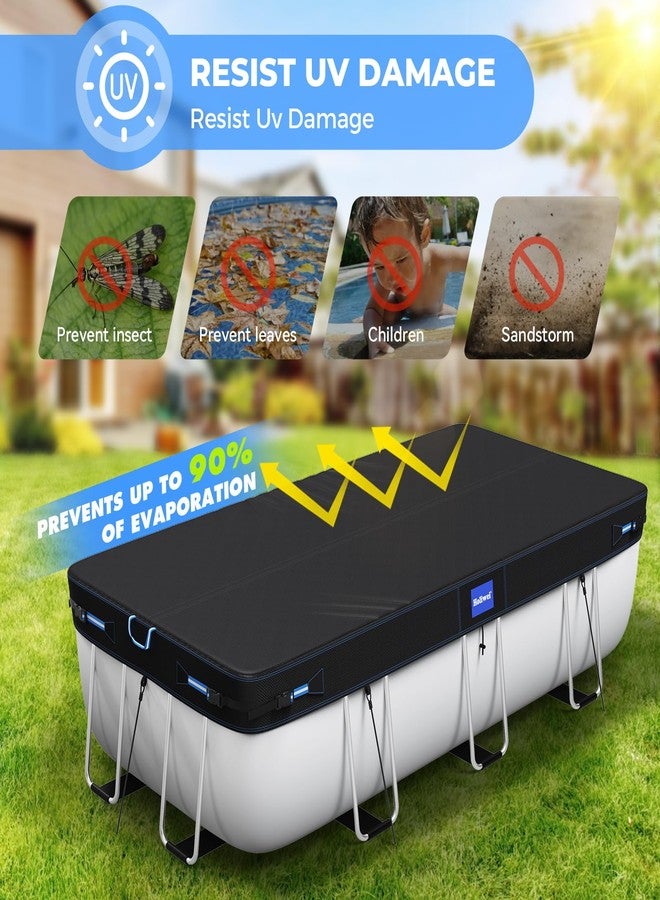 Holiwei 12x24 Ft Rectangular Pool Cover with Reflective Strips for Above Ground Pool, 420D Swimming Pool Cover for Rectangular or Oval Frame Pools, Solar Cover with Drawstring and Ground Nails - Image 5