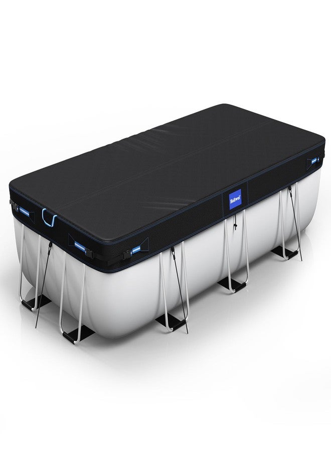 Holiwei 12x24 Ft Rectangular Pool Cover with Reflective Strips for Above Ground Pool, 420D Swimming Pool Cover for Rectangular or Oval Frame Pools, Solar Cover with Drawstring and Ground Nails - Image 1