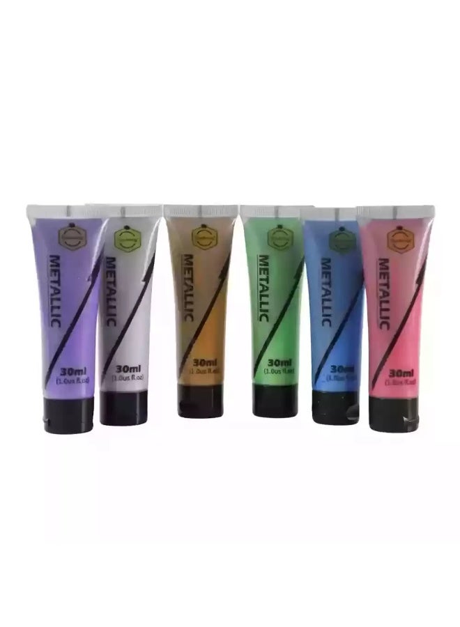 Keep Smiling Metallic Acrylic Colors Set, Multicolor Metallic Acrylic Color Set with Smooth Consistency- 6X30ml  - Image 3
