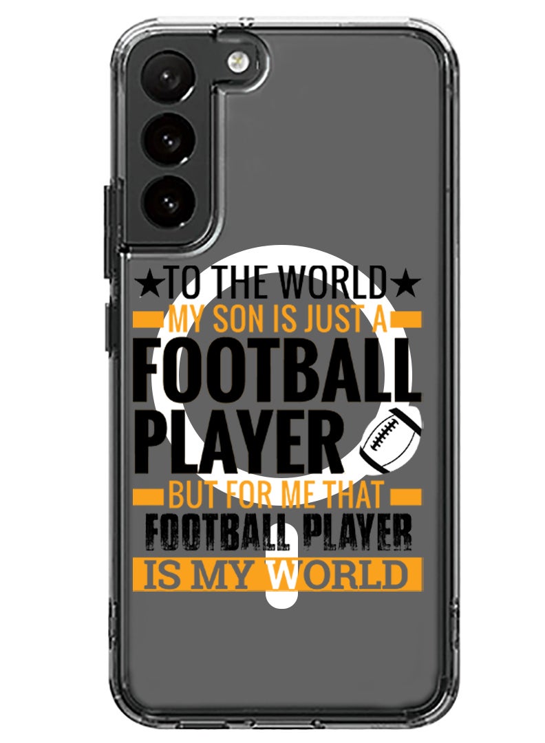 Theodor حافظة مغناطيسية لهاتف سامسونج جالكسي S23 بلس 6.6 بوصة متوافقة مع شحن ماغسيف اللاسلكي، غطاء هاتف مضاد للصدمات للاعب كرة القدم باللون الأسود - Image 1