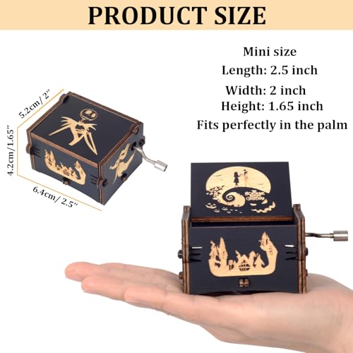 BeyHer Vintage Laser Engraved NBC Hand Cranked Music Box Plays The Melody - This is Halloween, for Boys Girls Women, Gift Ideal for Christmas Birthday Valentine's Day Anniversary - Image 4
