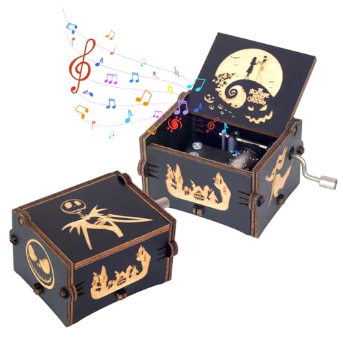 BeyHer Vintage Laser Engraved NBC Hand Cranked Music Box Plays The Melody - This is Halloween, for Boys Girls Women, Gift Ideal for Christmas Birthday Valentine's Day Anniversary - Image 1