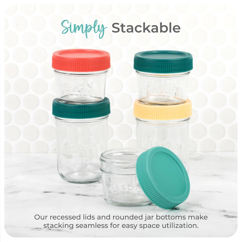 Mason Bottle Breast Milk Storage Jars (4oz & 8oz, 8-Pack) â€“ Reusable Glass Baby Food Containers with Lid for Baby Formula & Breastmilk â€“ Airtight, Stackable, Freezable - Image 5