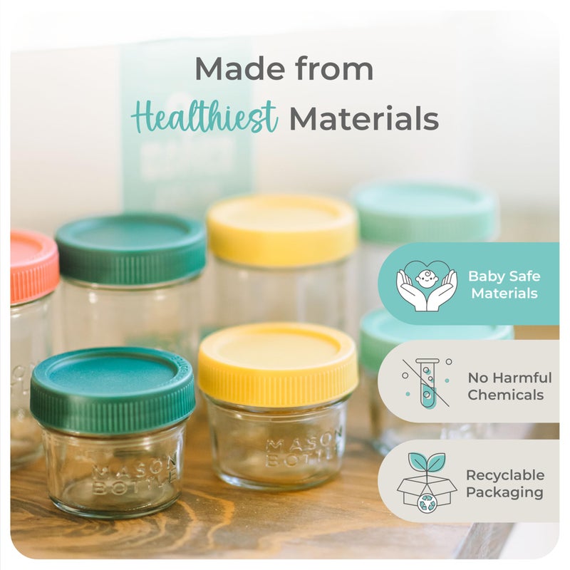 Mason Bottle Breast Milk Storage Jars (4oz & 8oz, 8-Pack) â€“ Reusable Glass Baby Food Containers with Lid for Baby Formula & Breastmilk â€“ Airtight, Stackable, Freezable - Image 3