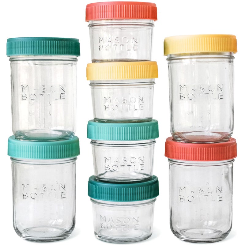 Mason Bottle Breast Milk Storage Jars (4oz & 8oz, 8-Pack) â€“ Reusable Glass Baby Food Containers with Lid for Baby Formula & Breastmilk â€“ Airtight, Stackable, Freezable - Image 1