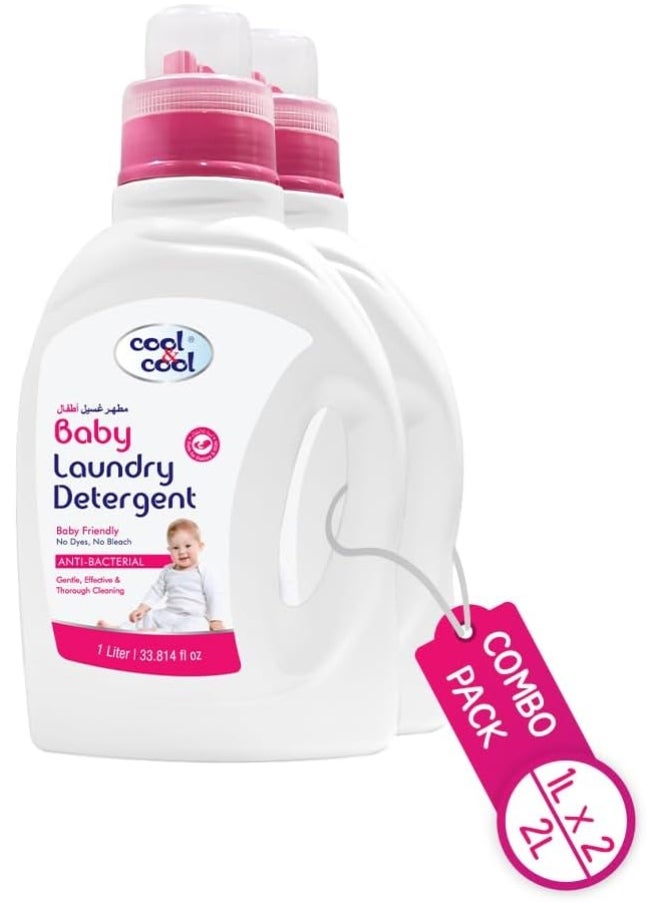 Cool & Cool Cool & Cool Baby Laundry Detergent 1 Liter (Pack of 2) - Gentle, Effective and Thorough Cleaning, Dye Free & Bleach Free, Safe for Babies and Kids - 2 Liters  - Image 1