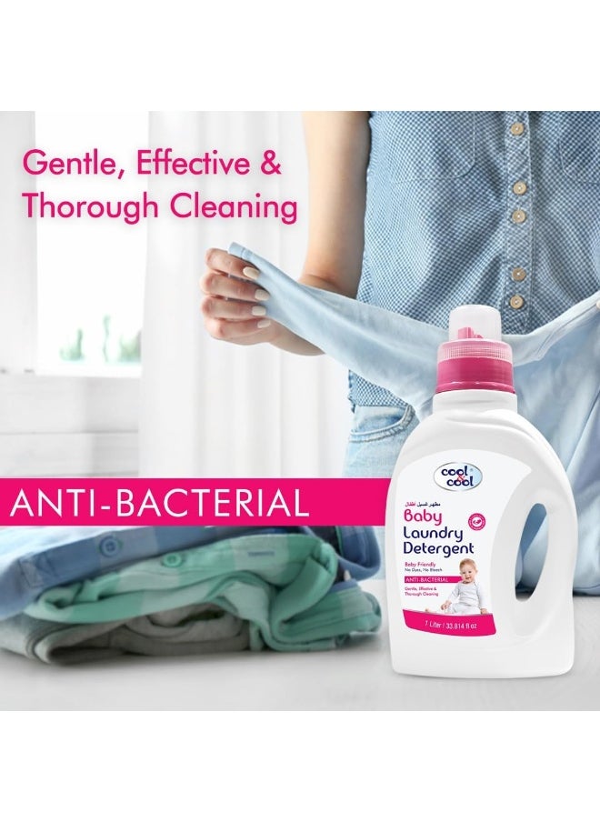 Cool & Cool Cool & Cool Baby Laundry Detergent 1 Liter (Pack of 2) - Gentle, Effective and Thorough Cleaning, Dye Free & Bleach Free, Safe for Babies and Kids - 2 Liters  - Image 2
