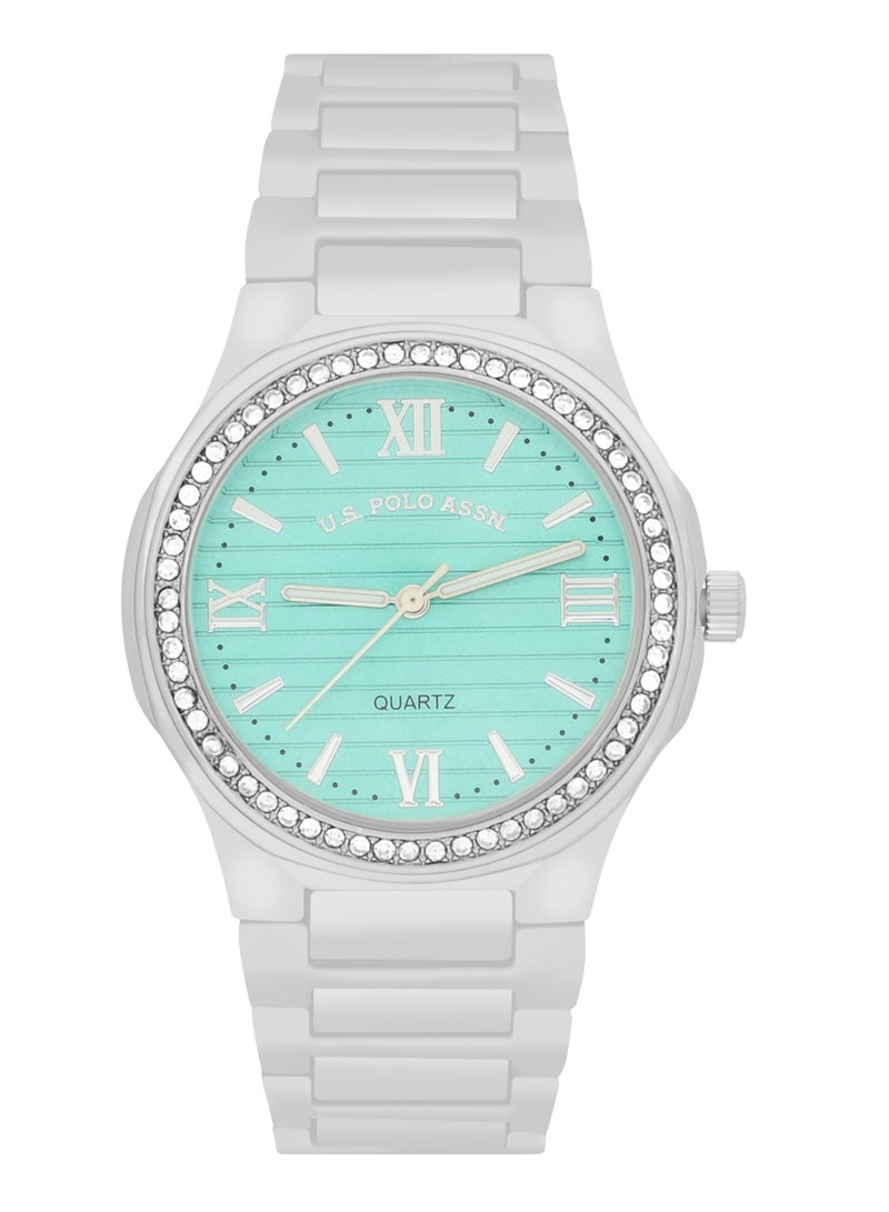 U.S. Polo Assn. Women's Quartz Analog silver plated Tiffany blue dial watch and bracelet set  - Image 2