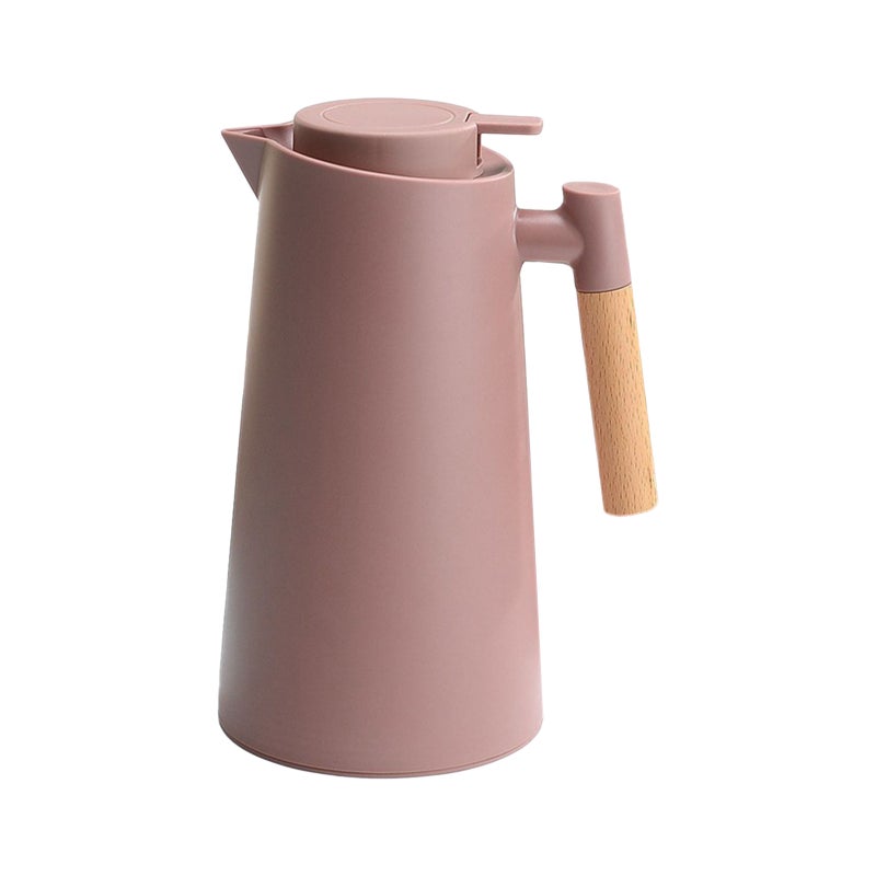 1L Thermal Coffee Carafe Double Walled Vacuum Coffee Pot Thermal Carafe Thermos Pot With Wood Handle Water Kettle Insulated Flask Tea Carafe Keeping Hot Cold - Image 1